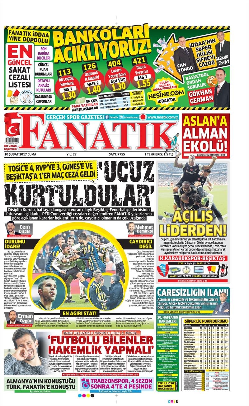 10 Şubat 2017 | İşte gazetelerin Beşiktaş manşetleri - Görsel 1