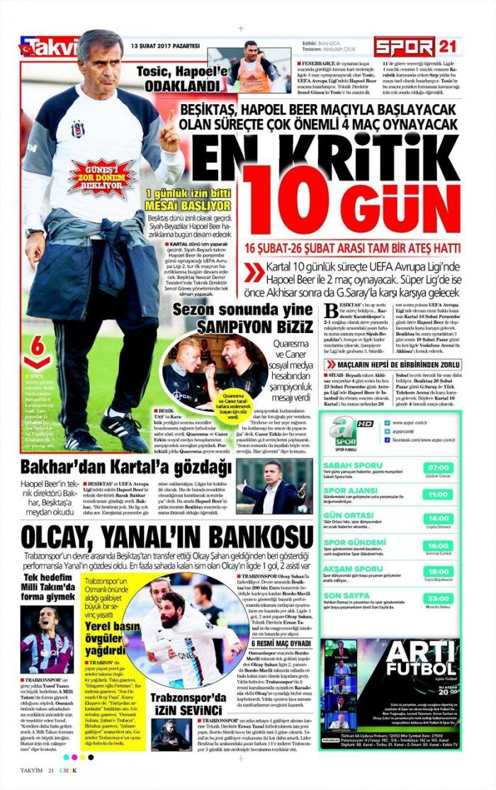 13 Şubat 2017 | İşte gazetelerin Beşiktaş manşetleri - Görsel 8