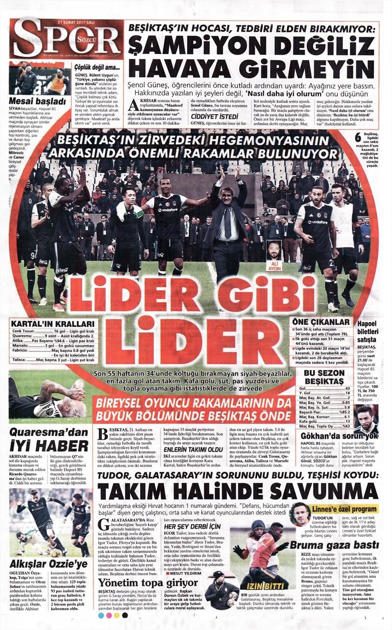 21 Şubat 2017 | İşte gazetelerin Beşiktaş manşetleri - Görsel 13