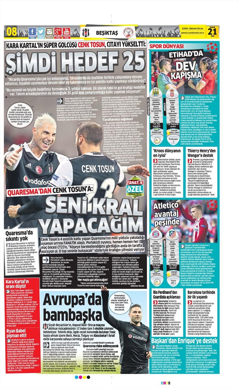 21 Şubat 2017 | İşte gazetelerin Beşiktaş manşetleri - Görsel 2