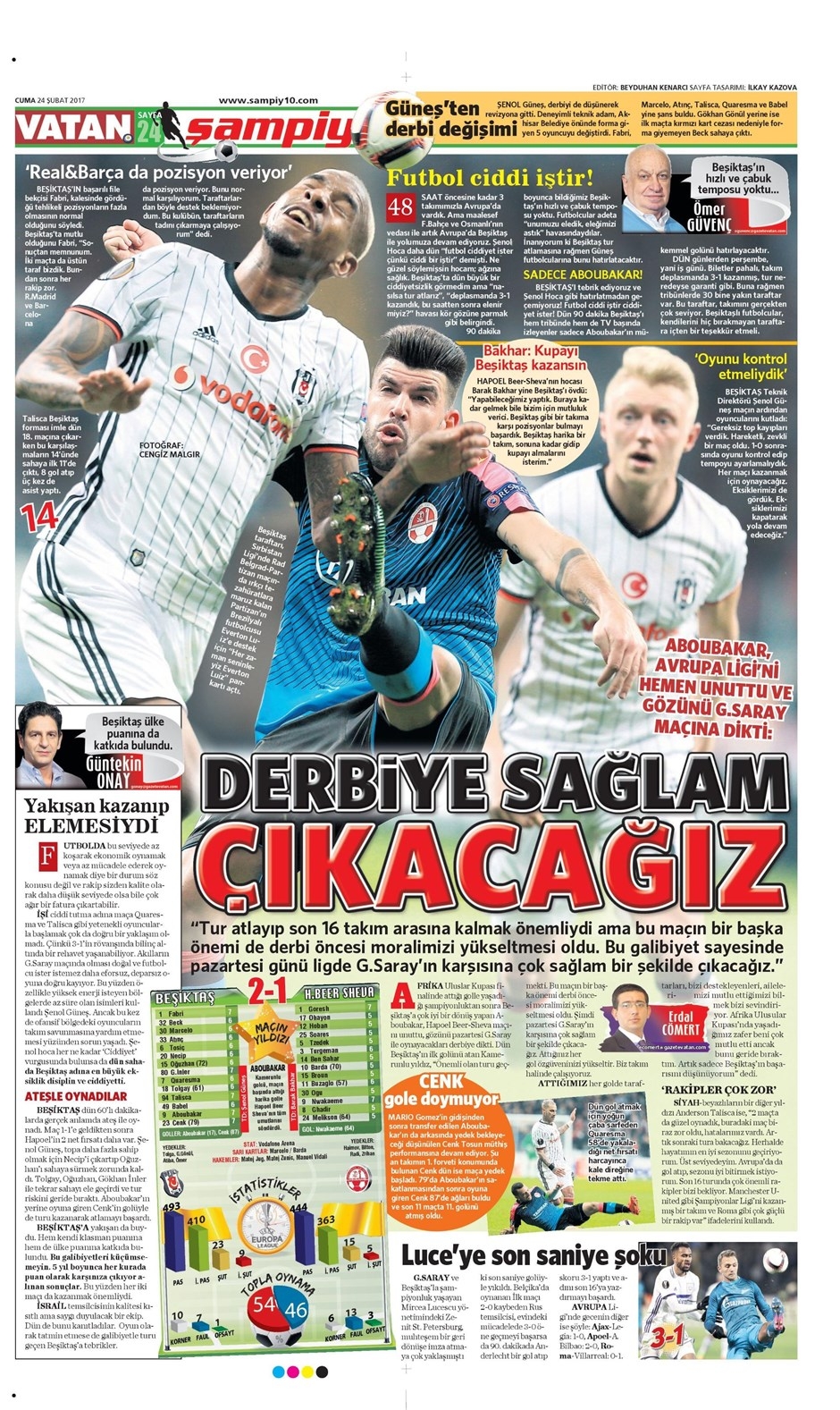 24 Şubat 2017 | İşte gazetelerin Beşiktaş manşetleri - Görsel 1