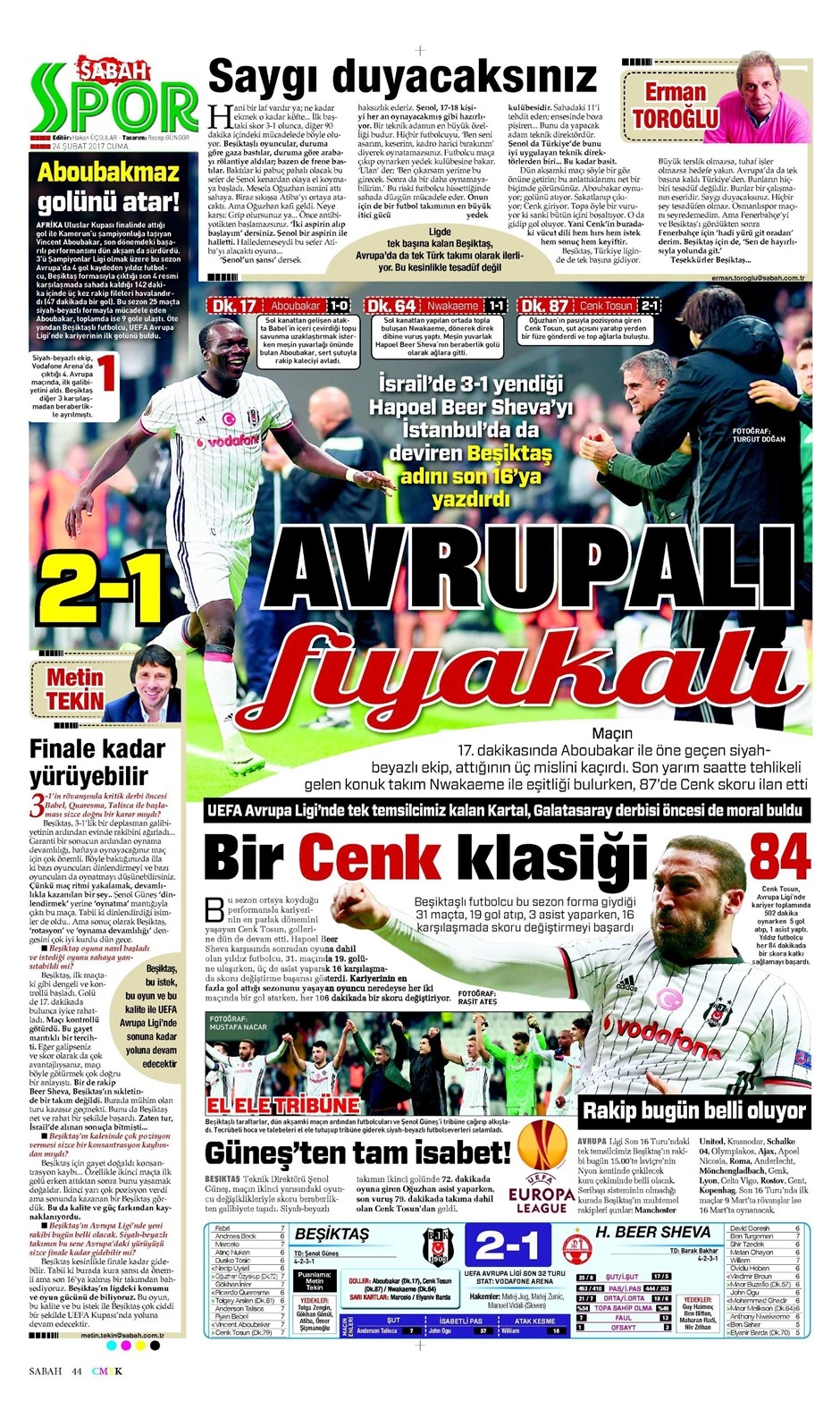 24 Şubat 2017 | İşte gazetelerin Beşiktaş manşetleri - Görsel 2