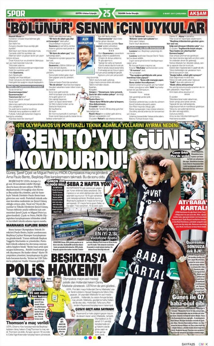 8 Mart 2017 | İşte gazetelerin Beşiktaş manşetleri - Görsel 1