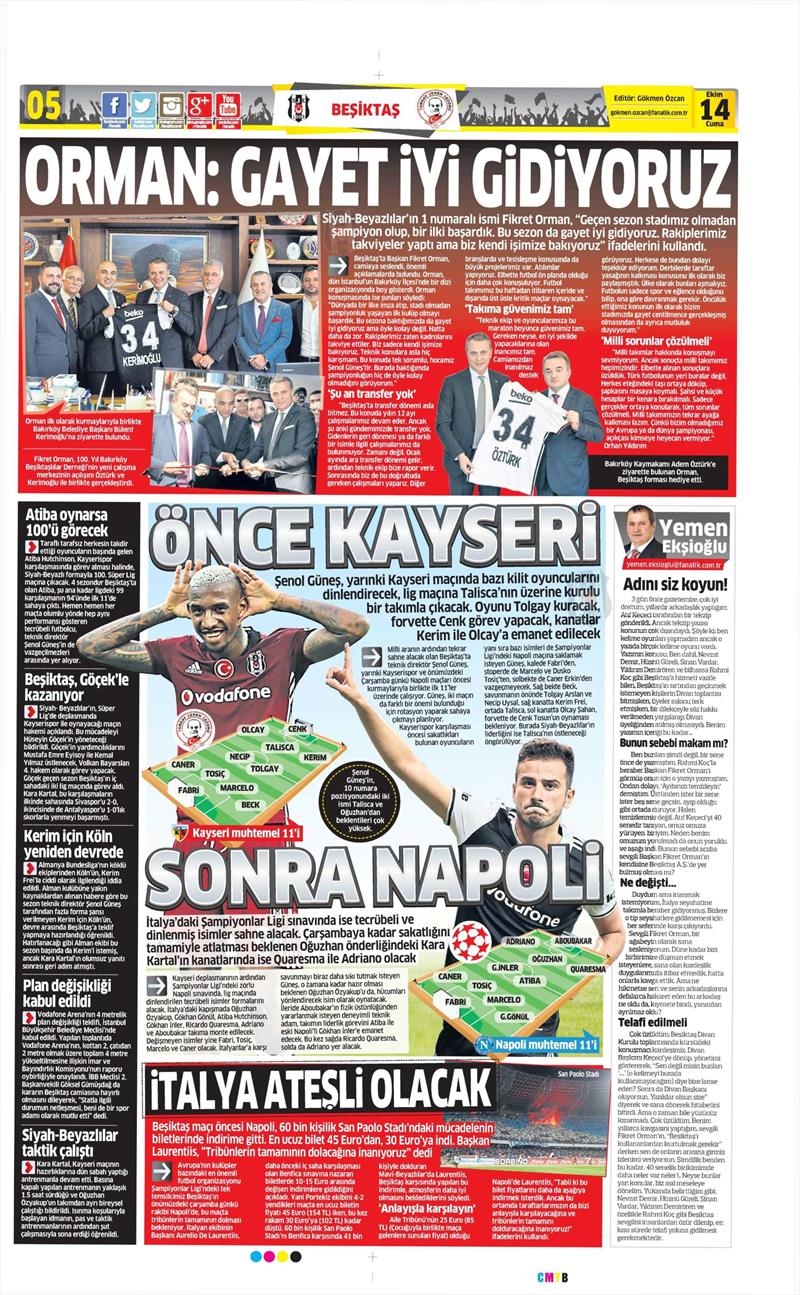 14 Ekim 2016 | Gazetelerin Beşiktaş manşetleri - Görsel 12