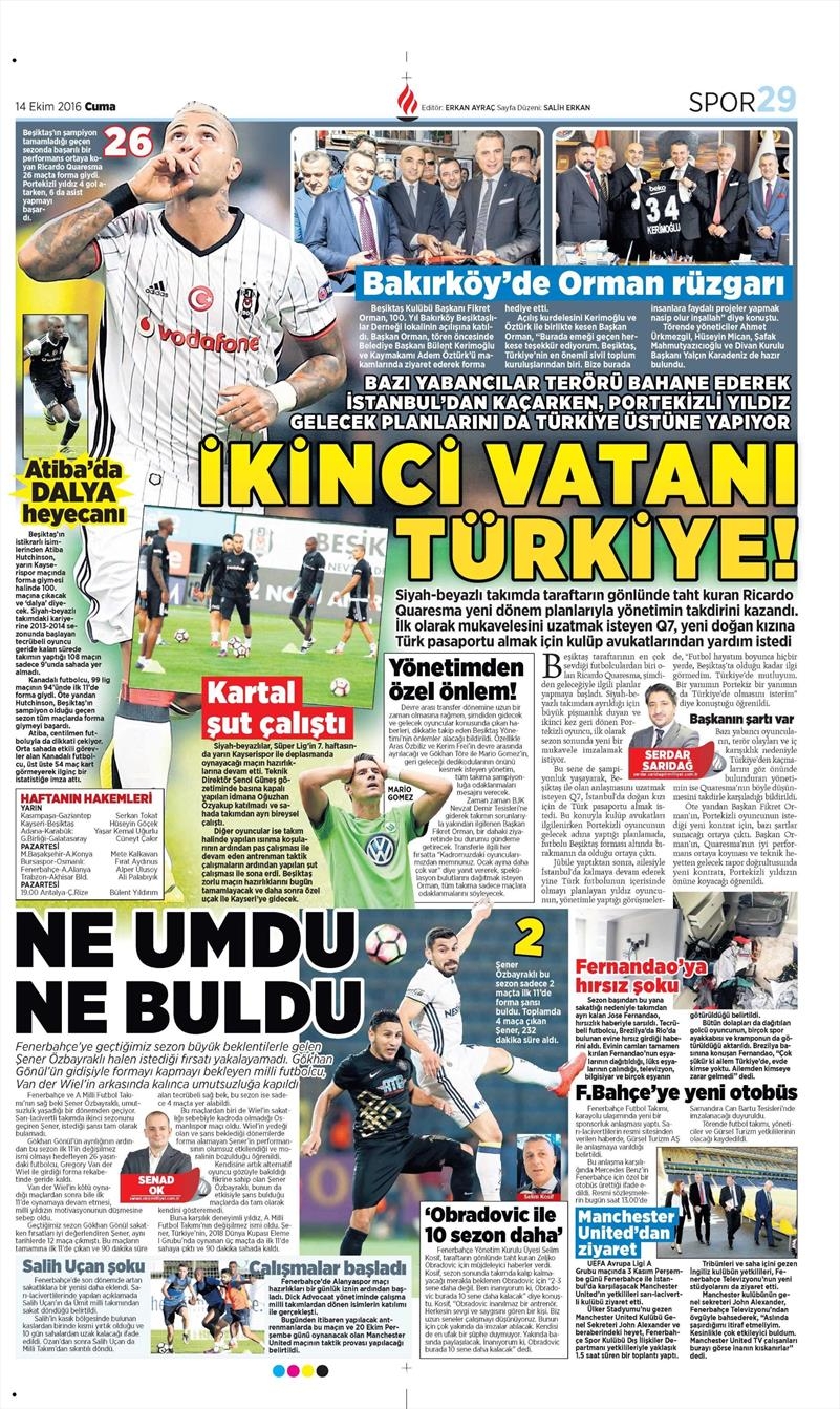 14 Ekim 2016 | Gazetelerin Beşiktaş manşetleri - Görsel 6