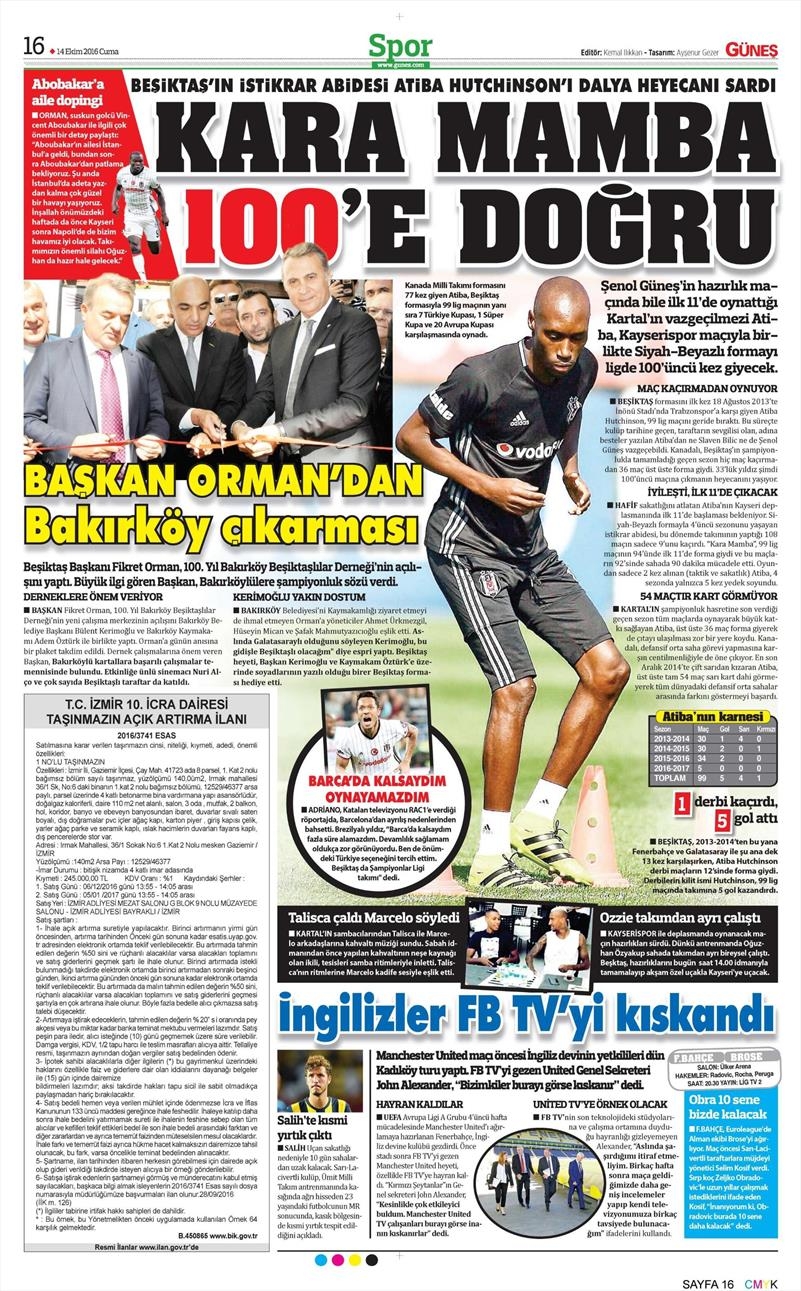 14 Ekim 2016 | Gazetelerin Beşiktaş manşetleri - Görsel 9