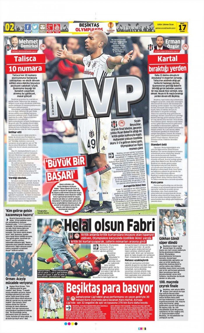 17 Mart 2017 | İşte gazetelerin Beşiktaş manşetleri - Görsel 2
