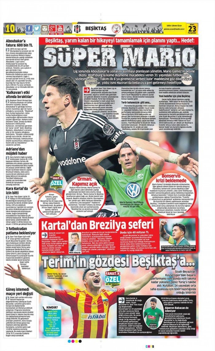 23 Mart 2017 | İşte gazetelerin Beşiktaş manşetleri - Görsel 1