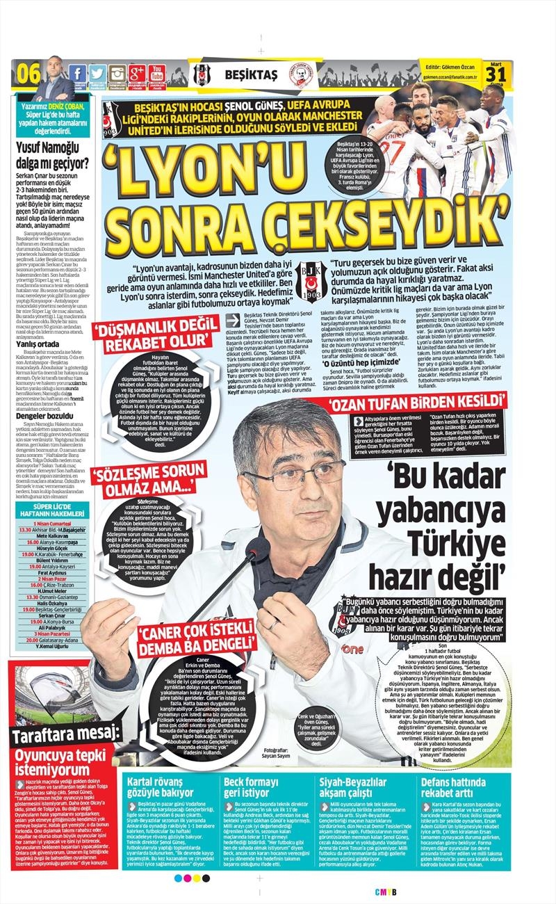 31 Mart 2017 | İşte gazetelerin Beşiktaş manşetleri - Görsel 1