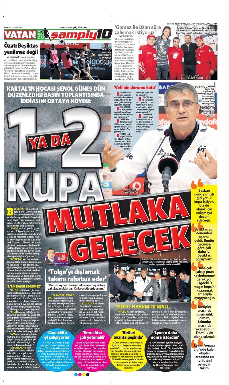 31 Mart 2017 | İşte gazetelerin Beşiktaş manşetleri - Görsel 7