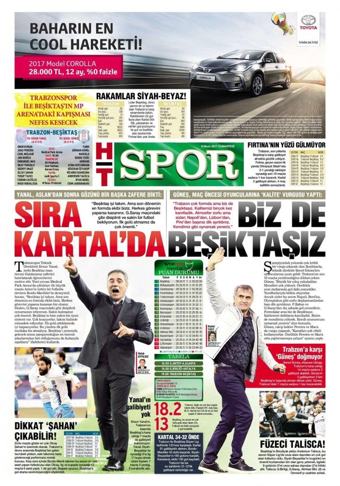 8 Nisan 2017 | İşte gazetelerin Beşiktaş manşetleri - Görsel 1