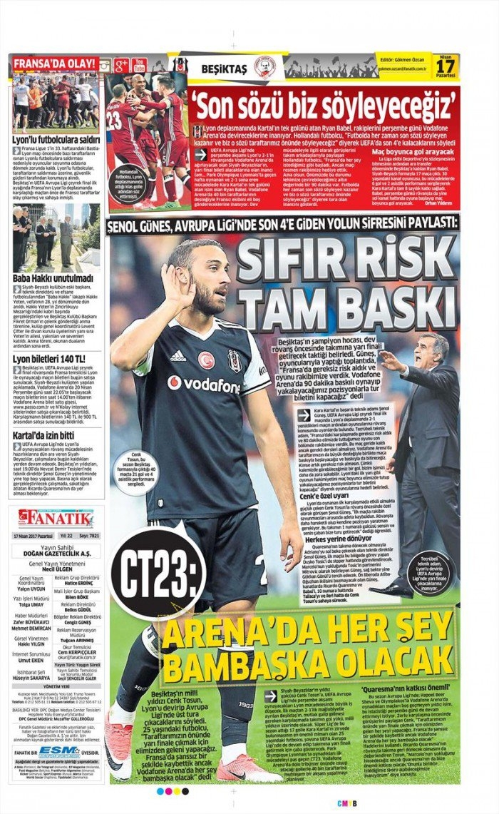 17 Nisan 2017 | İşte gazetelerin Beşiktaş manşetleri - Görsel 1