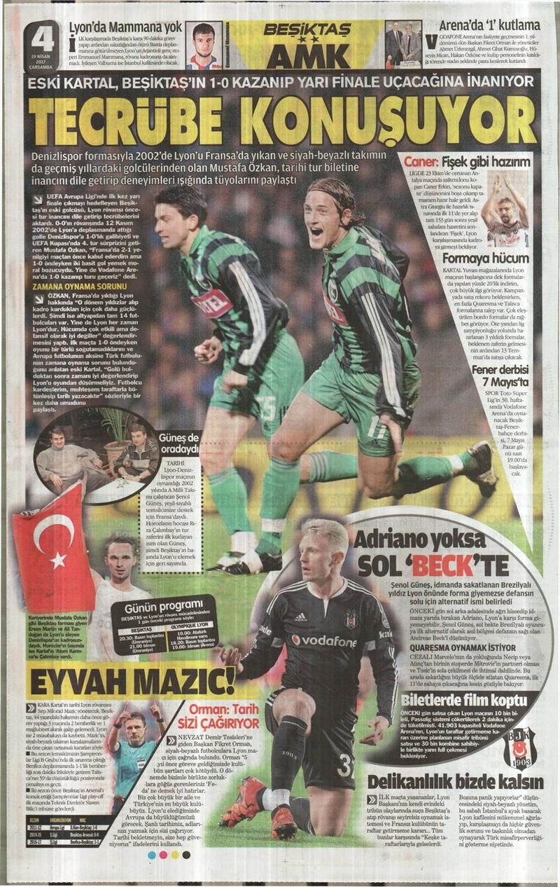 19 Nisan 2017 | İşte gazetelerin Beşiktaş manşetleri - Görsel 1