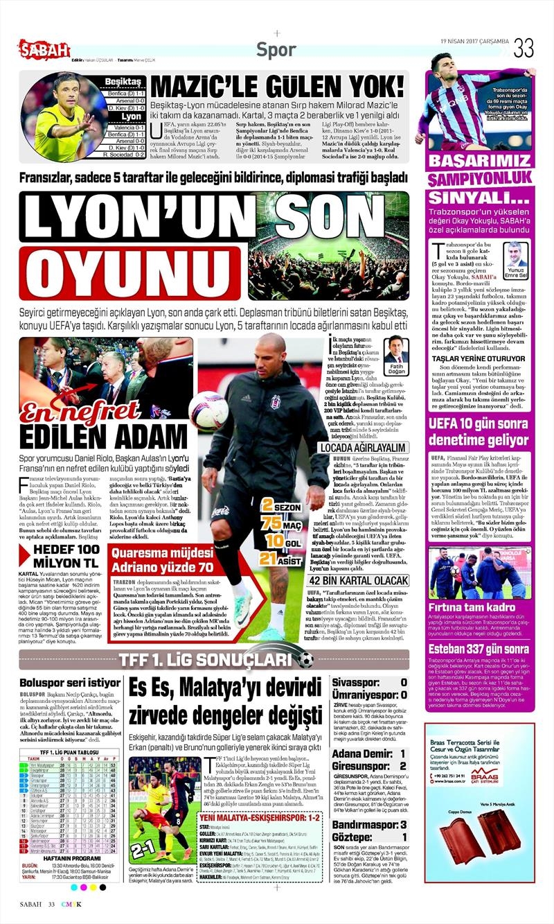 19 Nisan 2017 | İşte gazetelerin Beşiktaş manşetleri - Görsel 9
