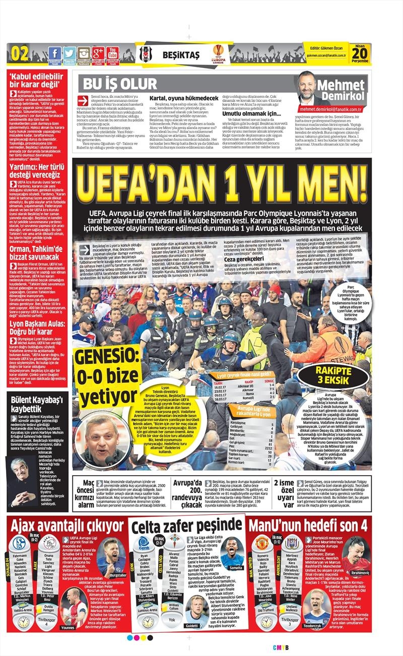 20 Nisan 2017 | İşte gazetelerin Beşiktaş manşetleri - Görsel 2