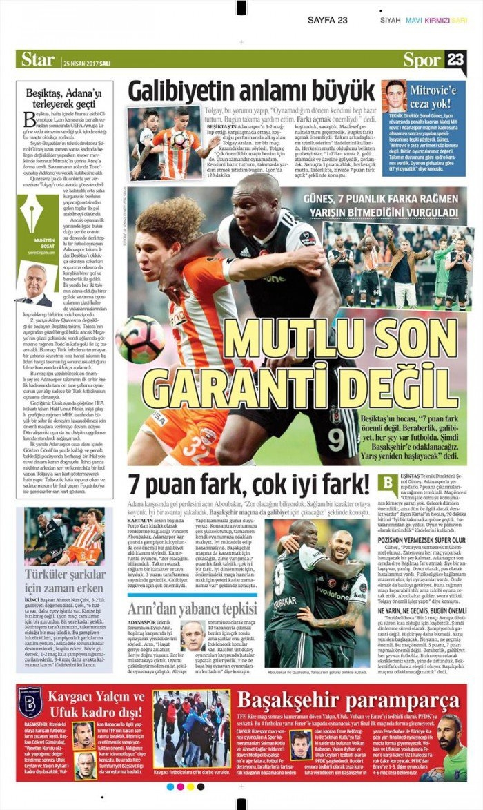 25 Nisan 2017 | İşte gazetelerin Beşiktaş manşetleri - Görsel 14