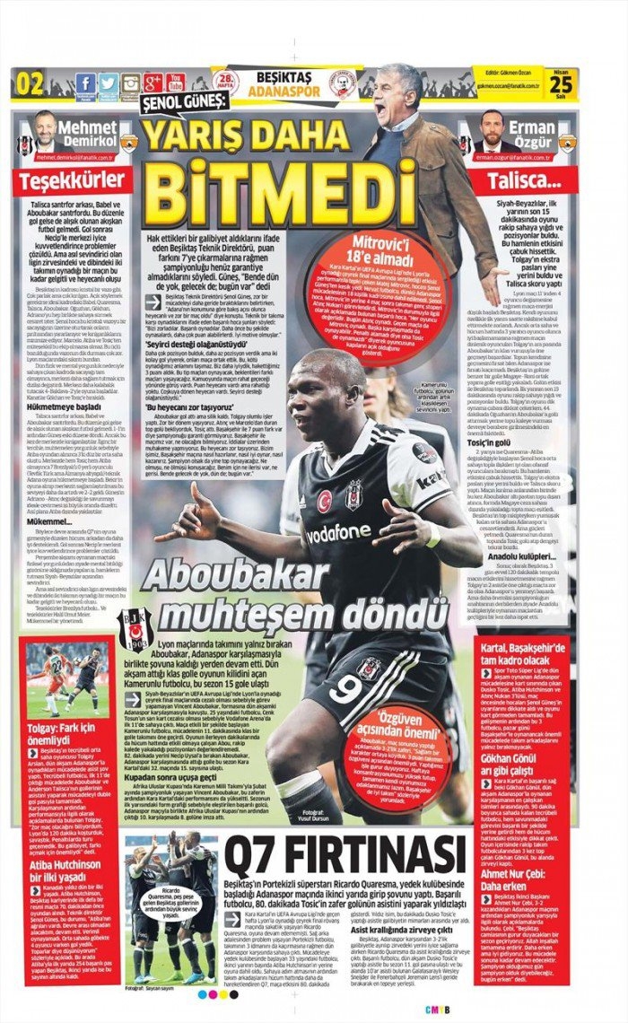 25 Nisan 2017 | İşte gazetelerin Beşiktaş manşetleri - Görsel 2