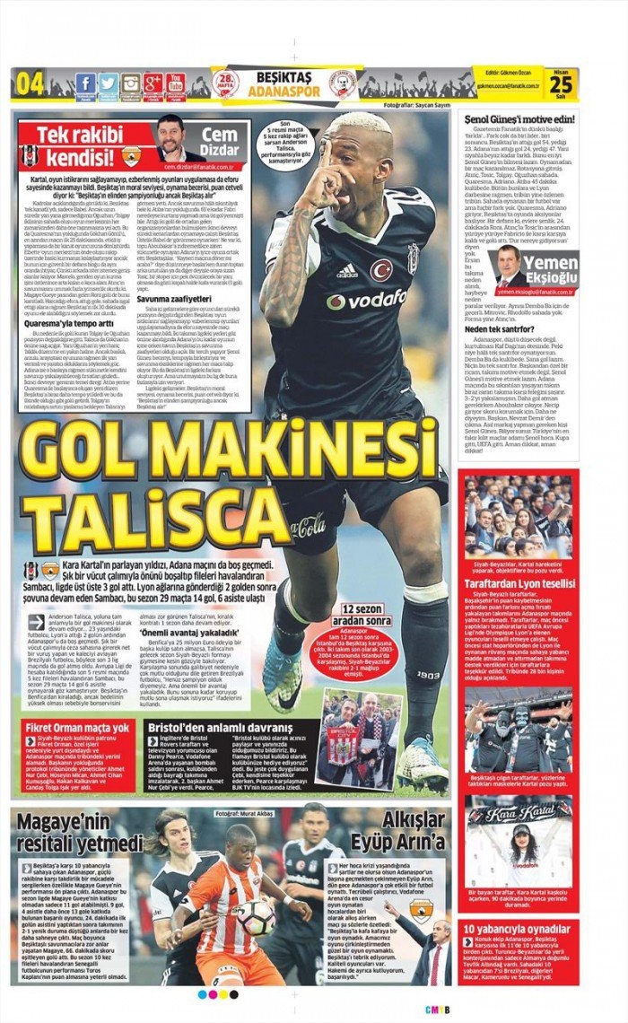 25 Nisan 2017 | İşte gazetelerin Beşiktaş manşetleri - Görsel 4