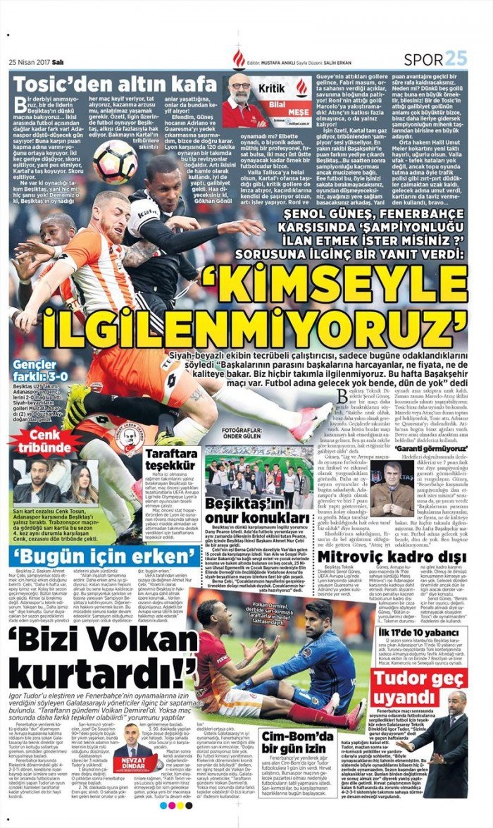 25 Nisan 2017 | İşte gazetelerin Beşiktaş manşetleri - Görsel 9