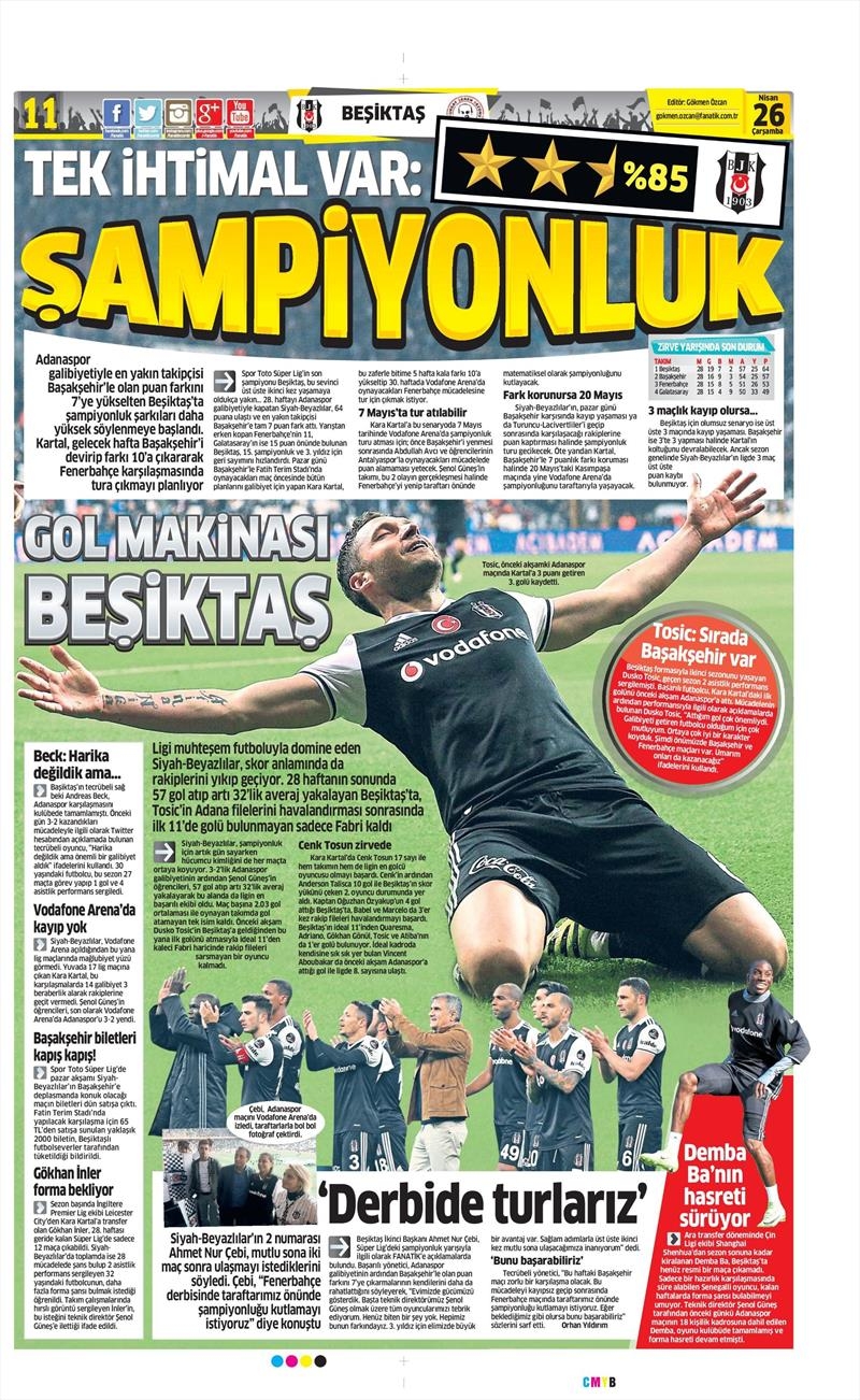 26 Nisan 2017 | İşte gazetelerin Beşiktaş manşetleri - Görsel 2