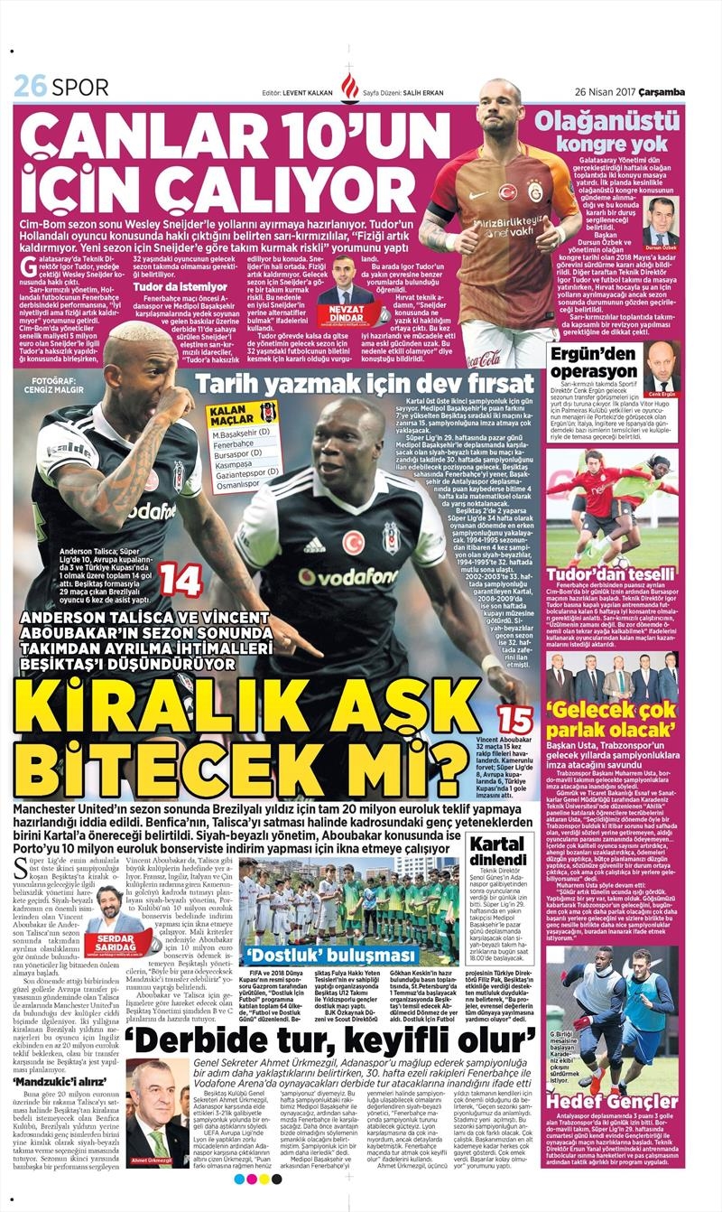 26 Nisan 2017 | İşte gazetelerin Beşiktaş manşetleri - Görsel 7