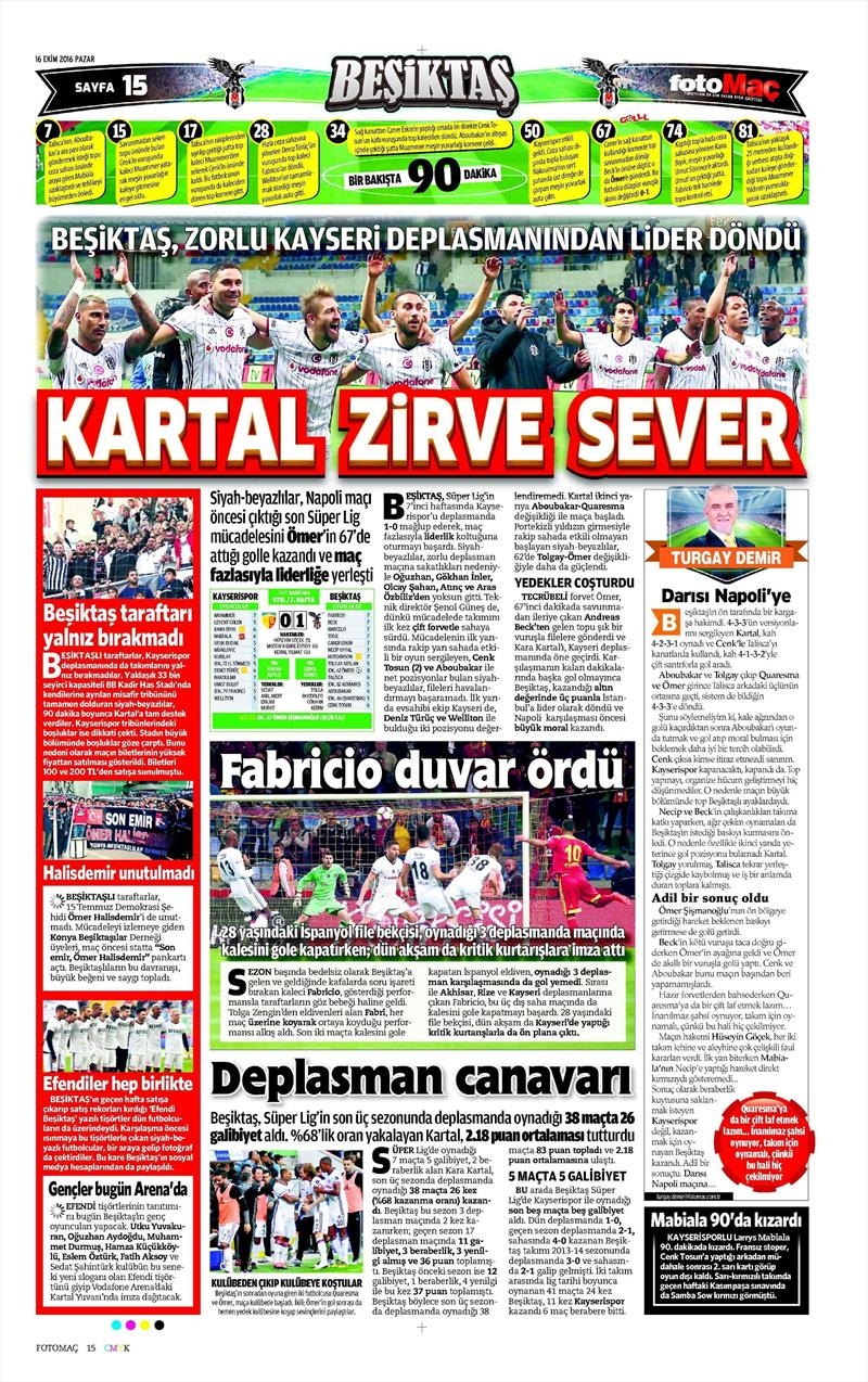 16 Ekim 2016 | Gazetelerin Beşiktaş Manşetleri - Görsel 13