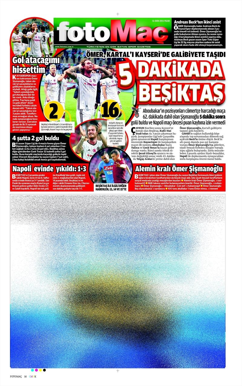 16 Ekim 2016 | Gazetelerin Beşiktaş Manşetleri - Görsel 14