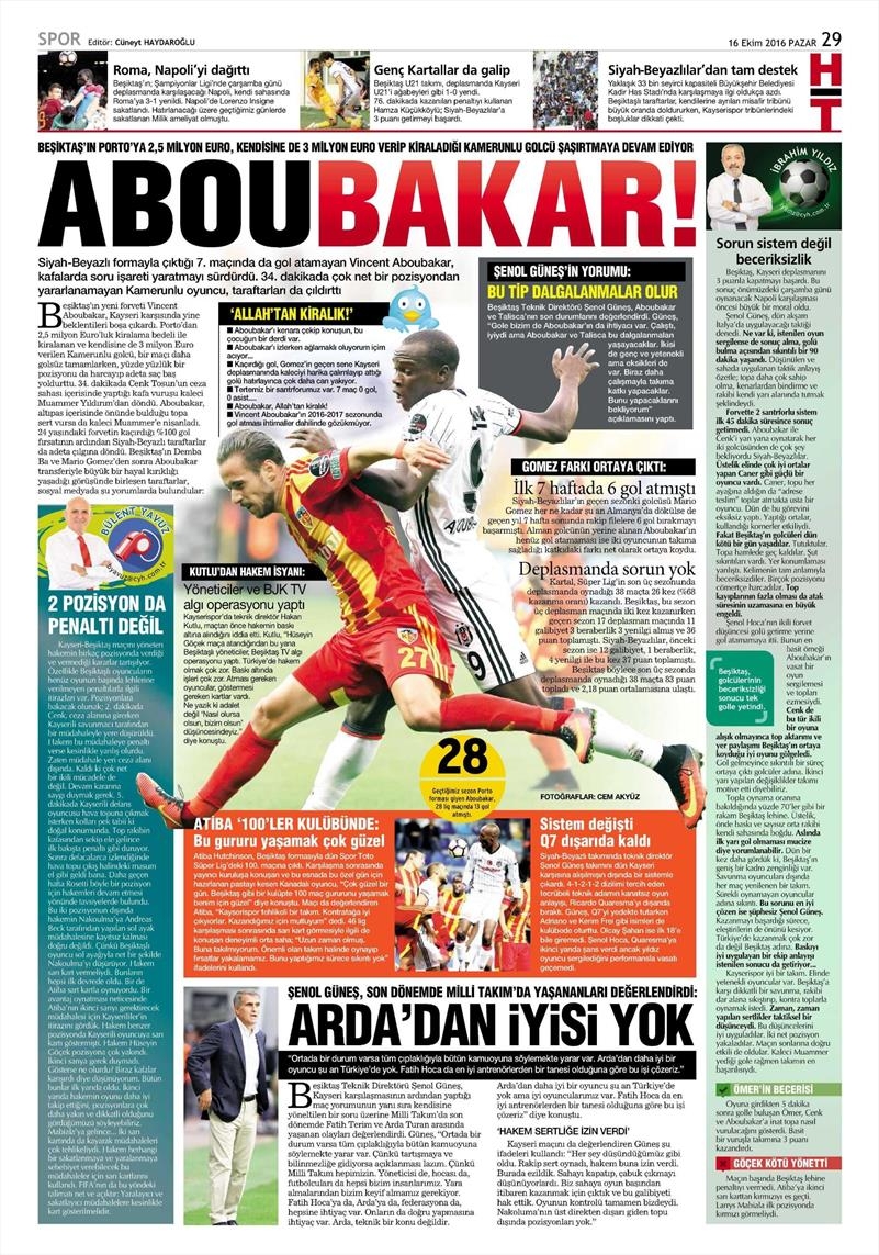 16 Ekim 2016 | Gazetelerin Beşiktaş Manşetleri - Görsel 16
