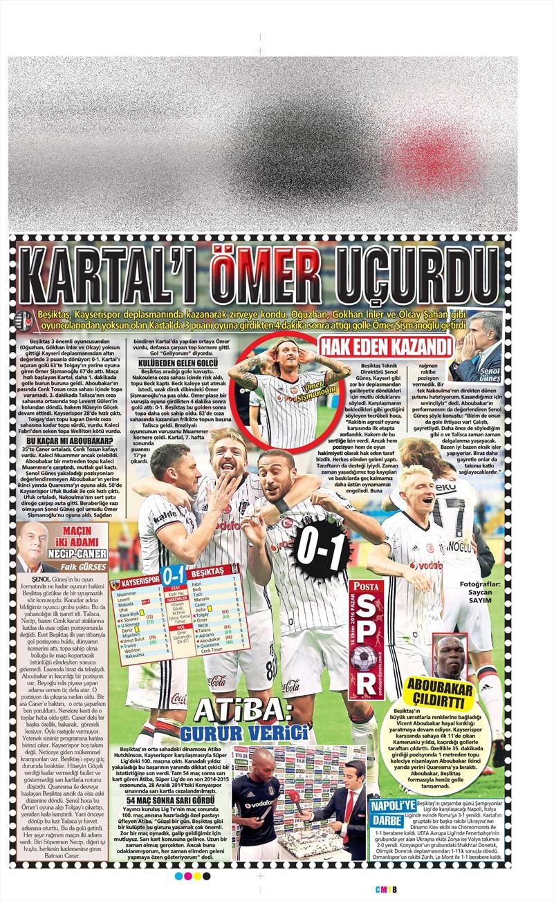 16 Ekim 2016 | Gazetelerin Beşiktaş Manşetleri - Görsel 23