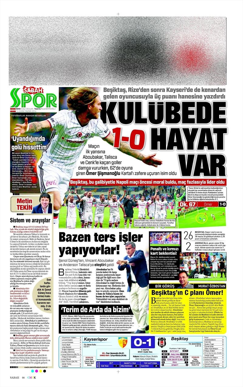 16 Ekim 2016 | Gazetelerin Beşiktaş Manşetleri - Görsel 24