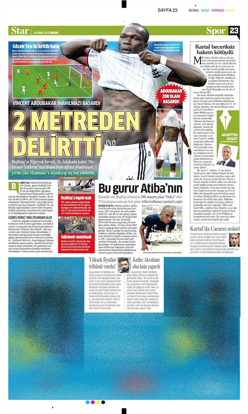 16 Ekim 2016 | Gazetelerin Beşiktaş Manşetleri - Görsel 27