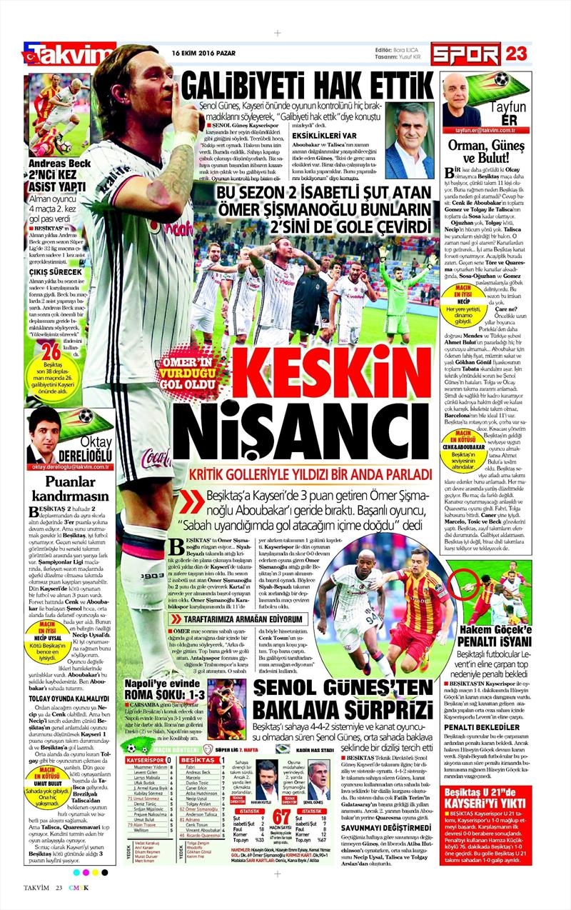16 Ekim 2016 | Gazetelerin Beşiktaş Manşetleri - Görsel 28