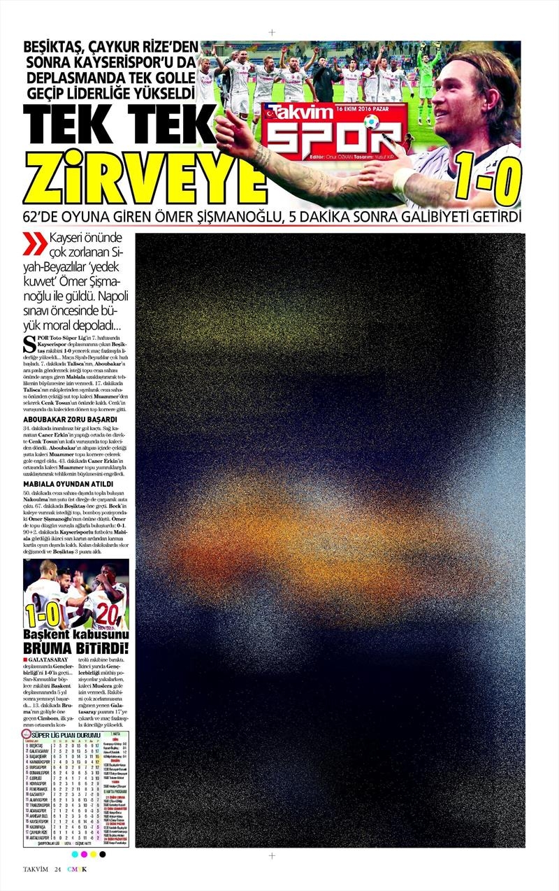 16 Ekim 2016 | Gazetelerin Beşiktaş Manşetleri - Görsel 29