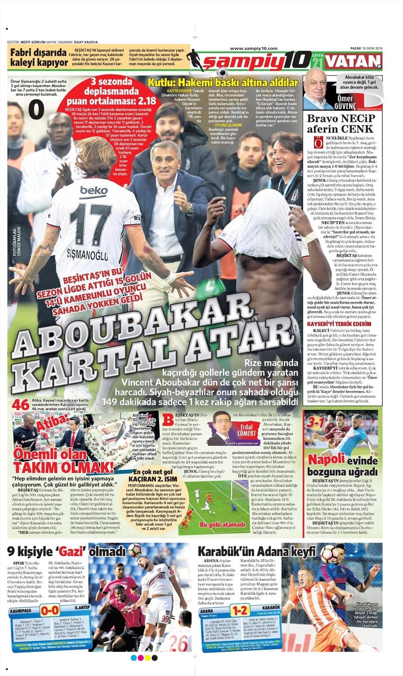 16 Ekim 2016 | Gazetelerin Beşiktaş Manşetleri - Görsel 34