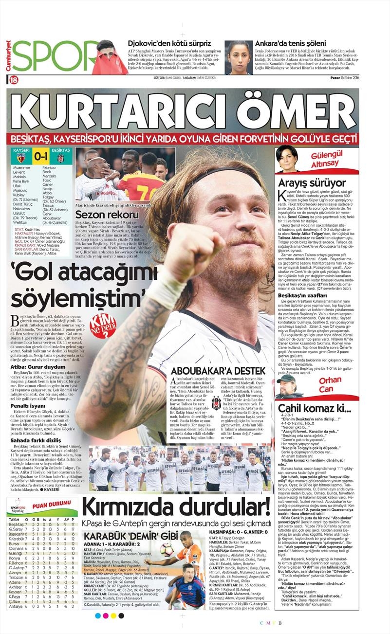 16 Ekim 2016 | Gazetelerin Beşiktaş Manşetleri - Görsel 35