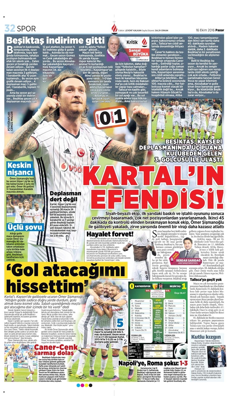 16 Ekim 2016 | Gazetelerin Beşiktaş Manşetleri - Görsel 6