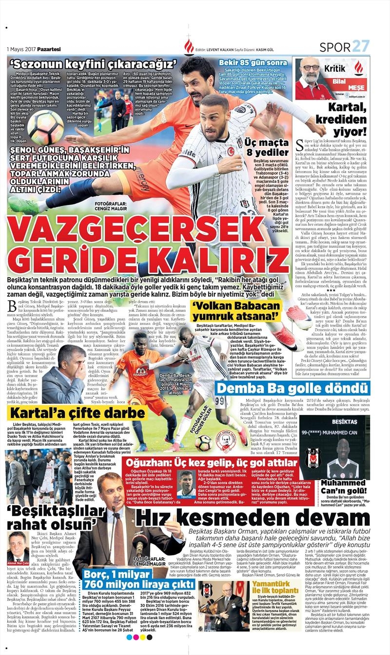 1 Mayıs 2017 | İşte gazetelerin Beşiktaş manşetleri - Görsel 13