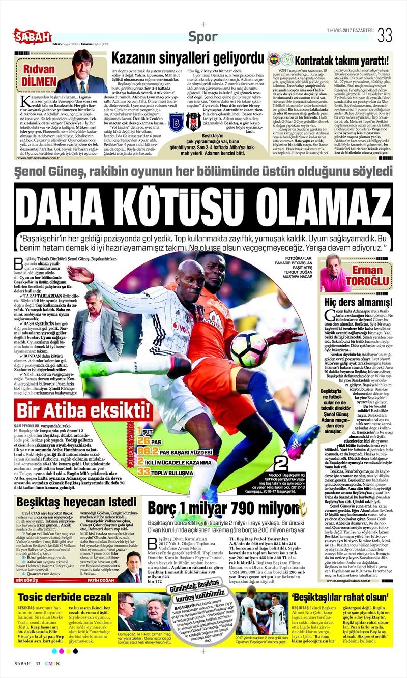 1 Mayıs 2017 | İşte gazetelerin Beşiktaş manşetleri - Görsel 15