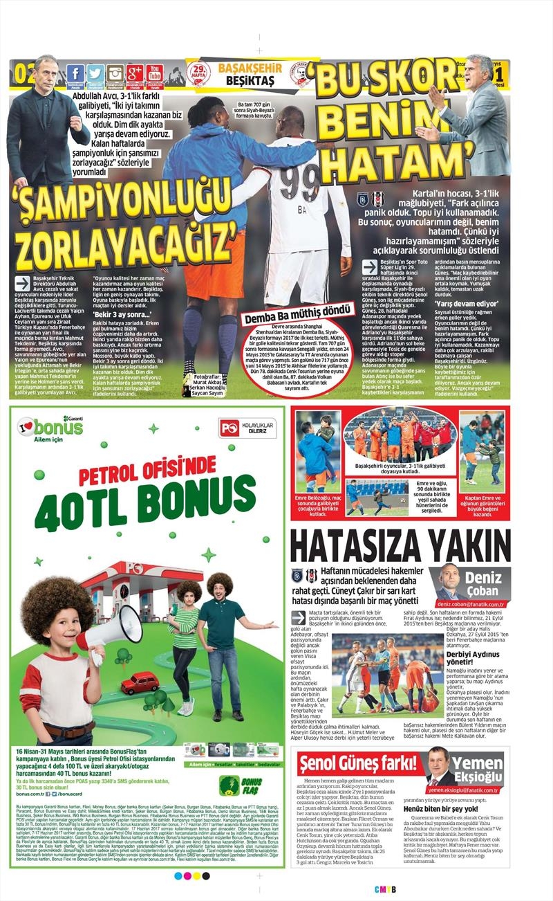 1 Mayıs 2017 | İşte gazetelerin Beşiktaş manşetleri - Görsel 20