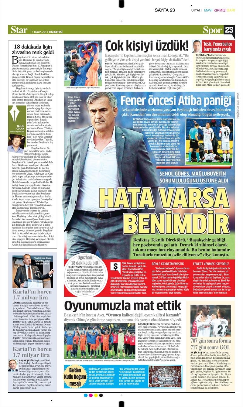 1 Mayıs 2017 | İşte gazetelerin Beşiktaş manşetleri - Görsel 8