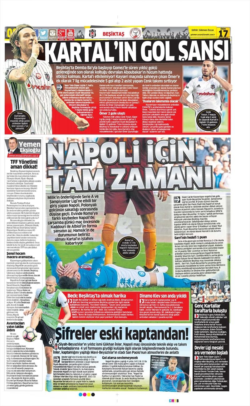 17 Ekim 2016 | Gazetelerin Beşiktaş manşetleri - Görsel 2