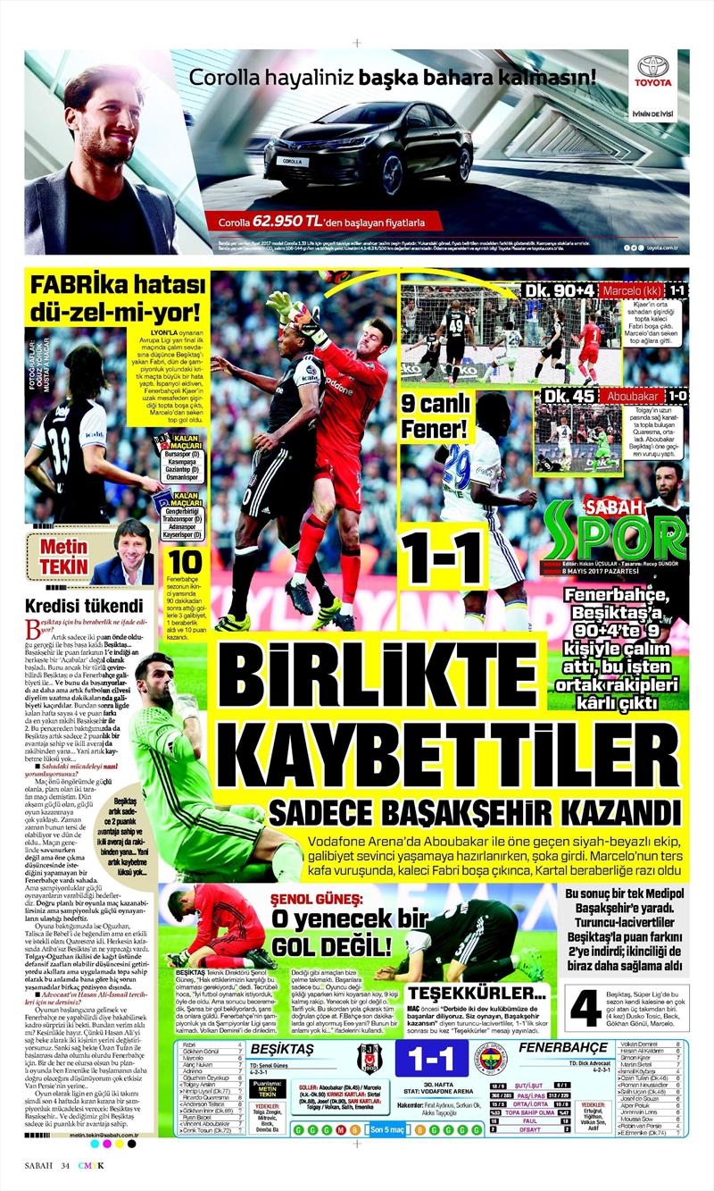 8 Mayıs 2017 | İşte gazetelerin Beşiktaş manşetleri - Görsel 14