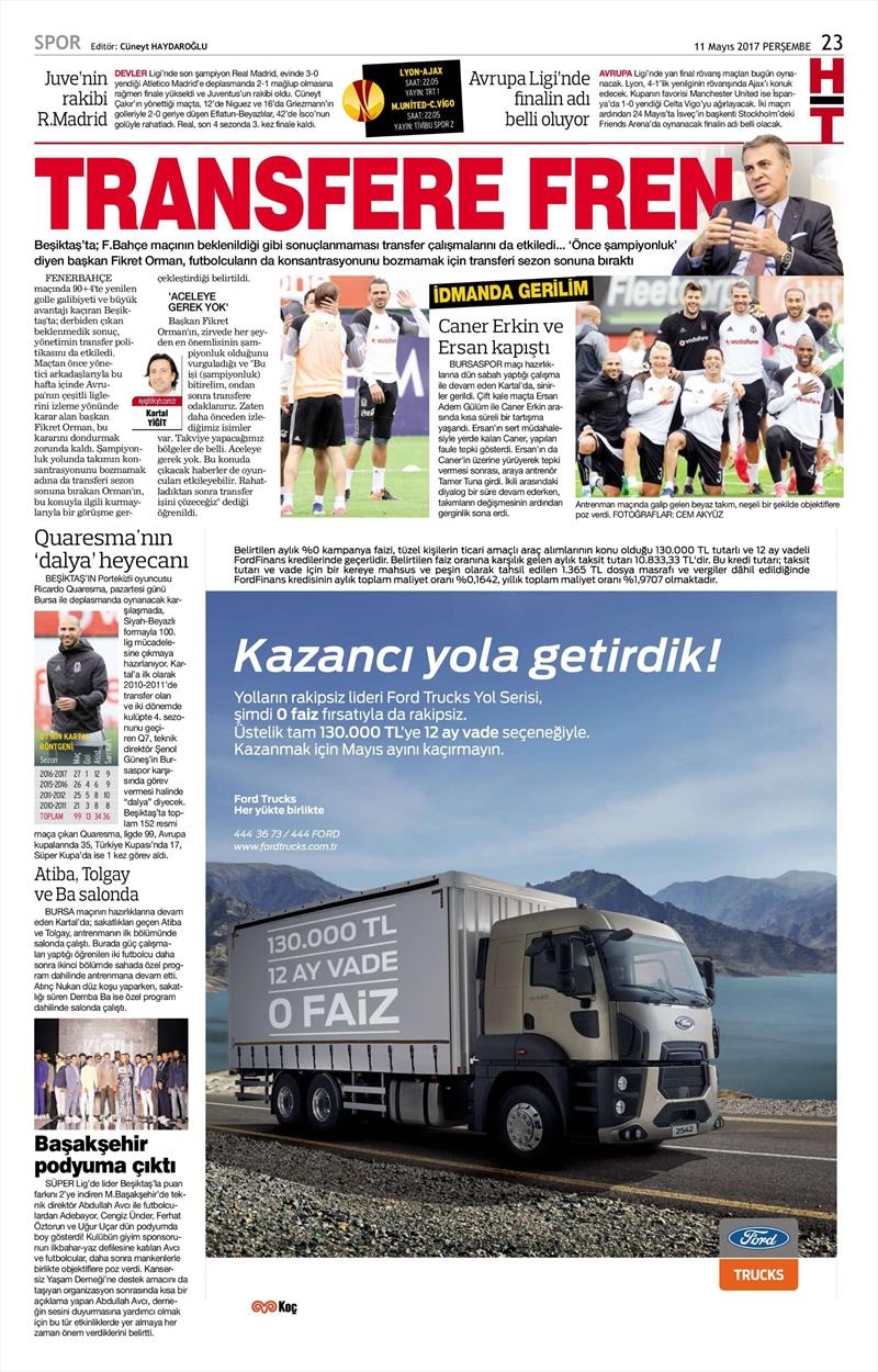 11 Mayıs 2017 | İşte gazetelerin Beşiktaş manşetleri - Görsel 7