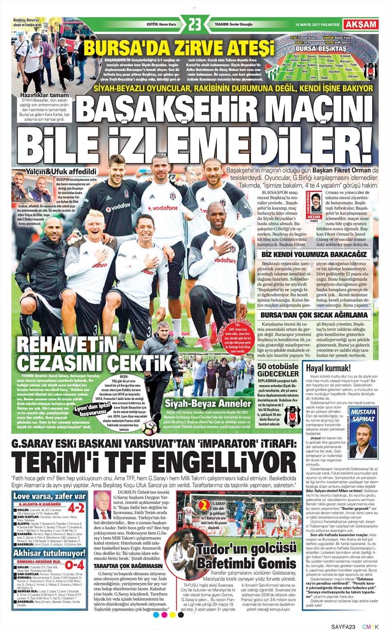 15 Mayıs 2017 | İşte gazetelerin Beşiktaş manşetleri - Görsel 1