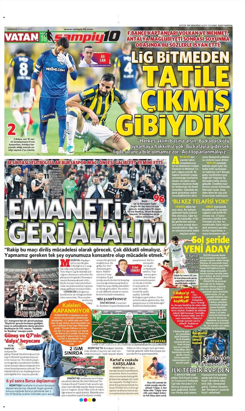 15 Mayıs 2017 | İşte gazetelerin Beşiktaş manşetleri - Görsel 3