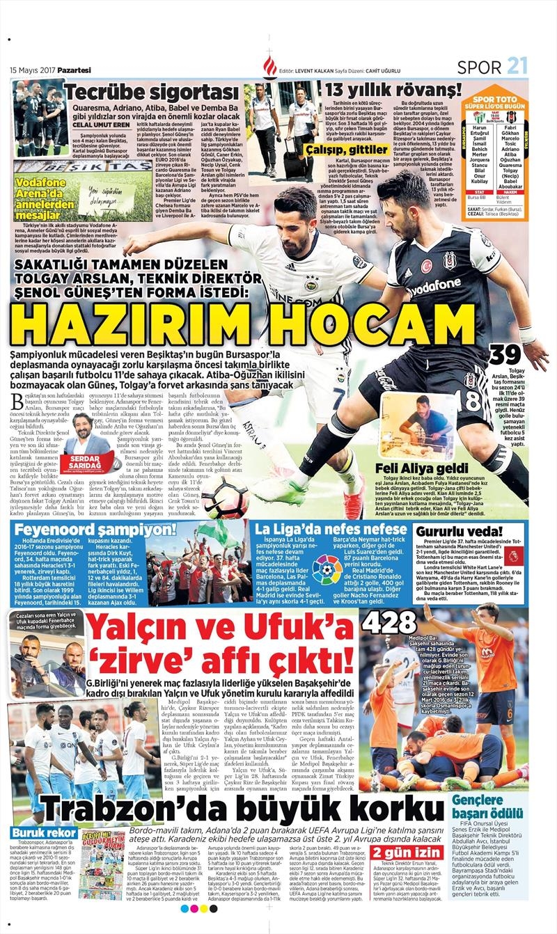 15 Mayıs 2017 | İşte gazetelerin Beşiktaş manşetleri - Görsel 4