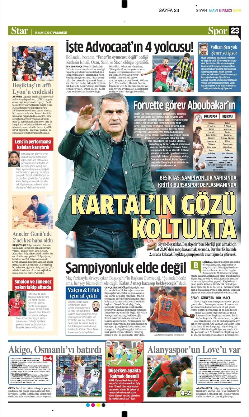 15 Mayıs 2017 | İşte gazetelerin Beşiktaş manşetleri - Görsel 5