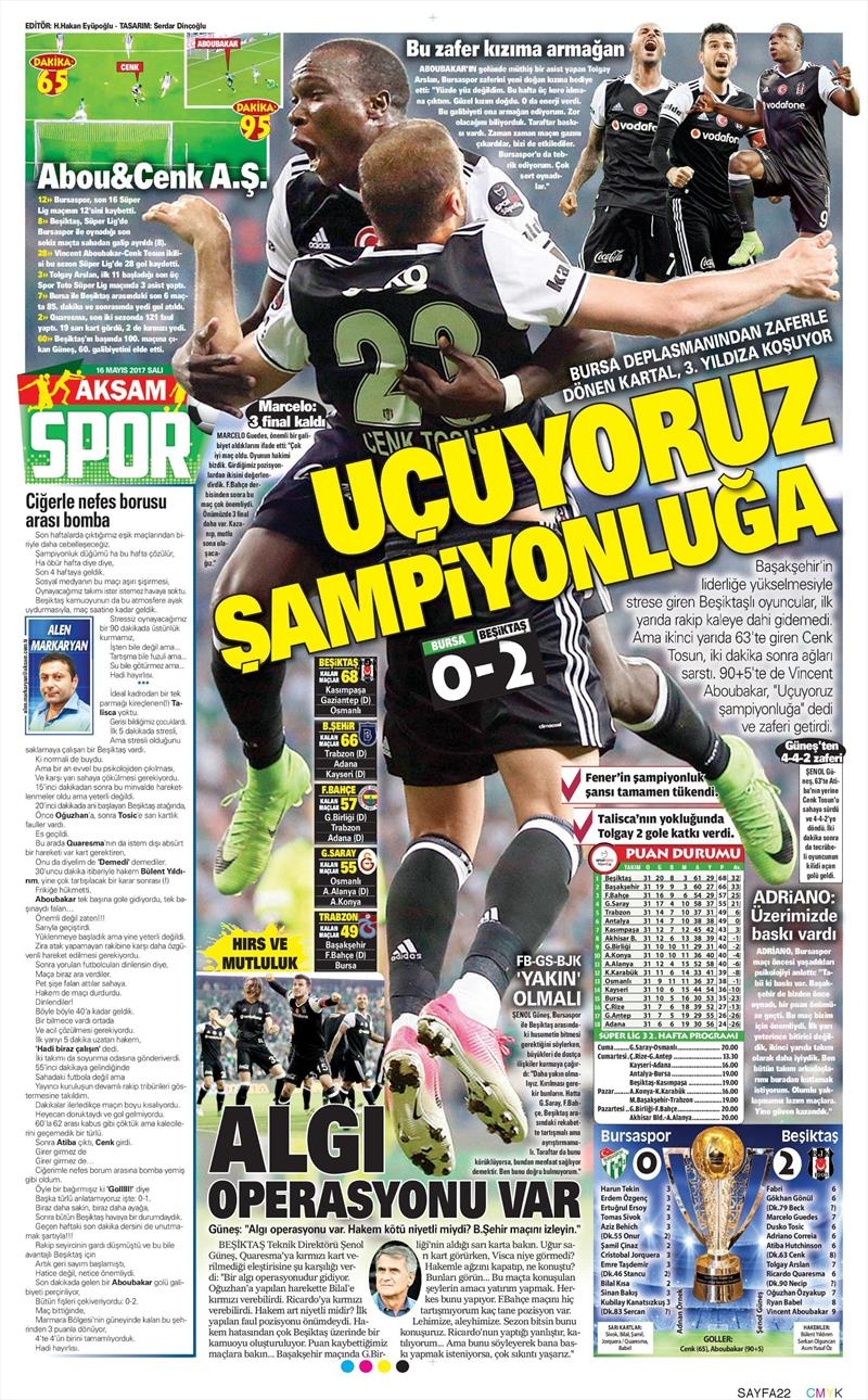 16 Mayıs 2017 | İşte gazetelerin Beşiktaş manşetleri - Görsel 1