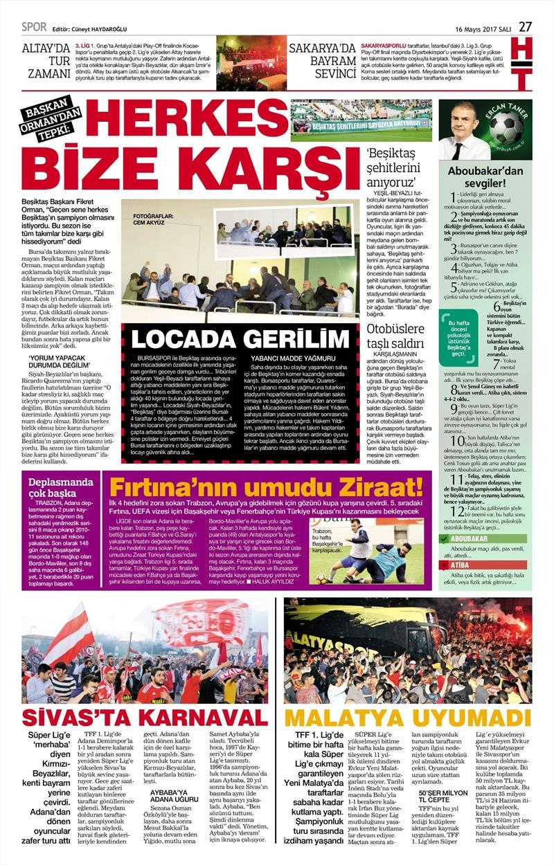 16 Mayıs 2017 | İşte gazetelerin Beşiktaş manşetleri - Görsel 12
