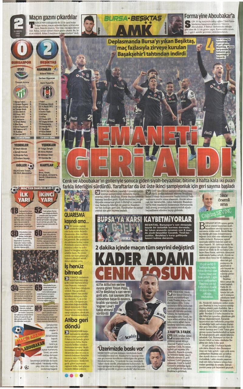 16 Mayıs 2017 | İşte gazetelerin Beşiktaş manşetleri - Görsel 13